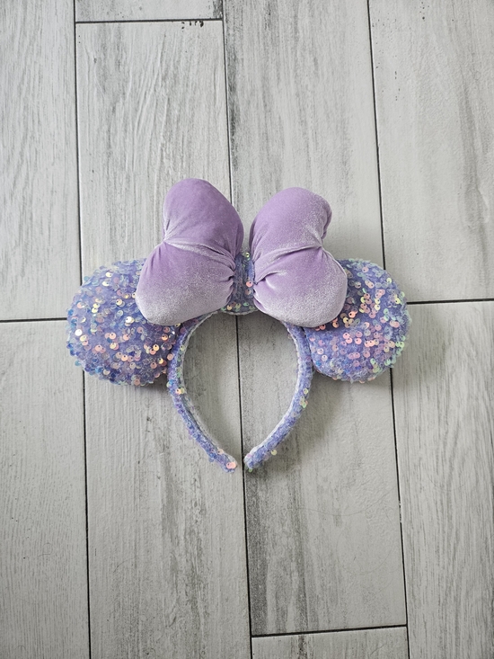 Lavender Sequin Mouse Ear Headband with Velvet Bow